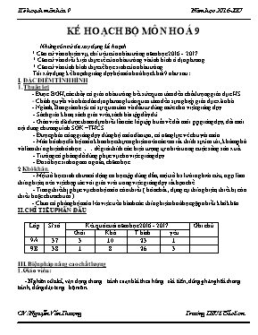 Kế hoạch môn Hóa học lớp 9 - Năm học 2016-2017 - Nguyễn Văn Thượng
